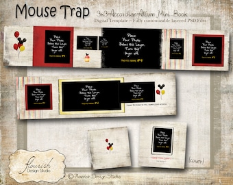 3x3 Accordion Album template for photographers - Mouse Trap Accordion Album
