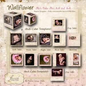 Photo Cube templates for photographers - Wallflower Cube (8x8 & 4x4 inch cubes)