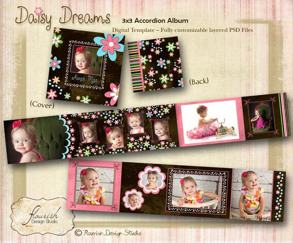 Instant Download 3x3 Mini Accordion First Birthday Baby Album Etsy