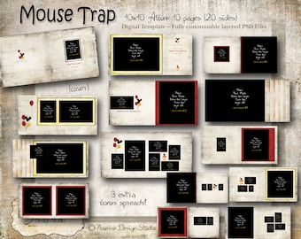 10x10 Album template for photographers - Mouse Trap Children's Album