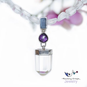 Necklace Clear Crystal Quartz Gift for Her Amethyst Silver Necklace Crystal Handmade Gift One of a Kind Gift Necklace Amethyst Pendant Gift