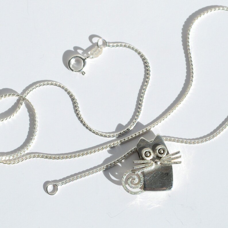 Cat Silver Pendant Cat Pendant Silver Cat Necklace Handmade Etsy