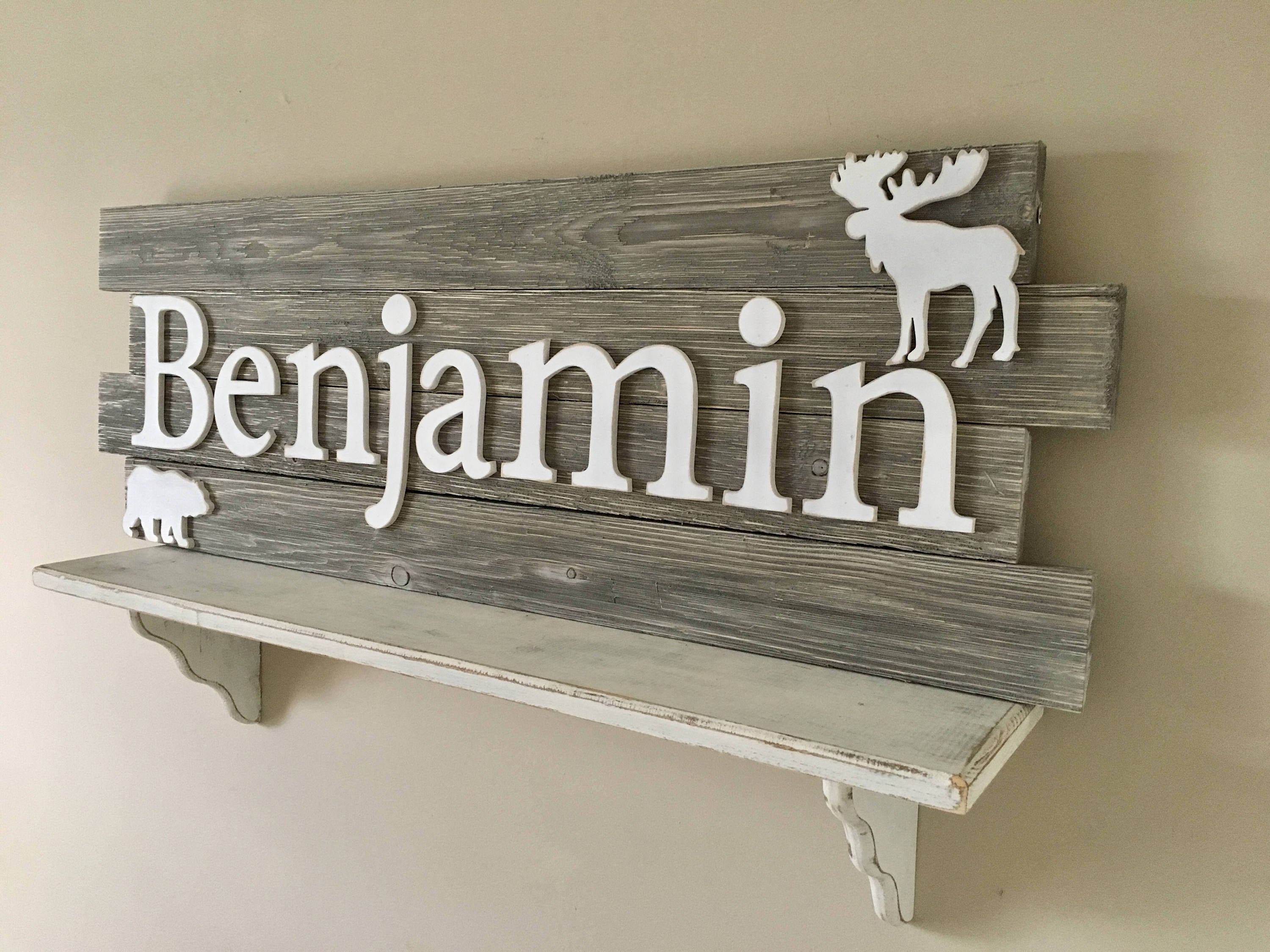 Nursery wood sign Woodland Nursery decor Nursery name sign Etsy