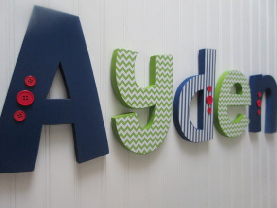 Items similar to Nursery letters Baby boy wooden letters ...