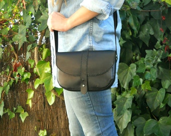 SCHWARZE LEDER PURSE / Ledertasche