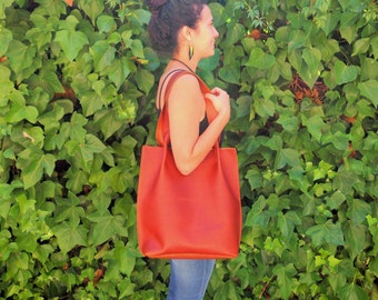 LARGE LEATHER TOTE / leather bag / shoulder bag / carryall bag / handmade leather purse / large leather tote bag