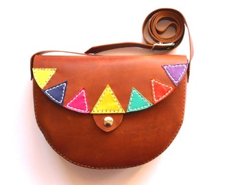 BROWN LEATHER PURSE / Leather bag / pouch / corssbody bag / satchel / saddle bag