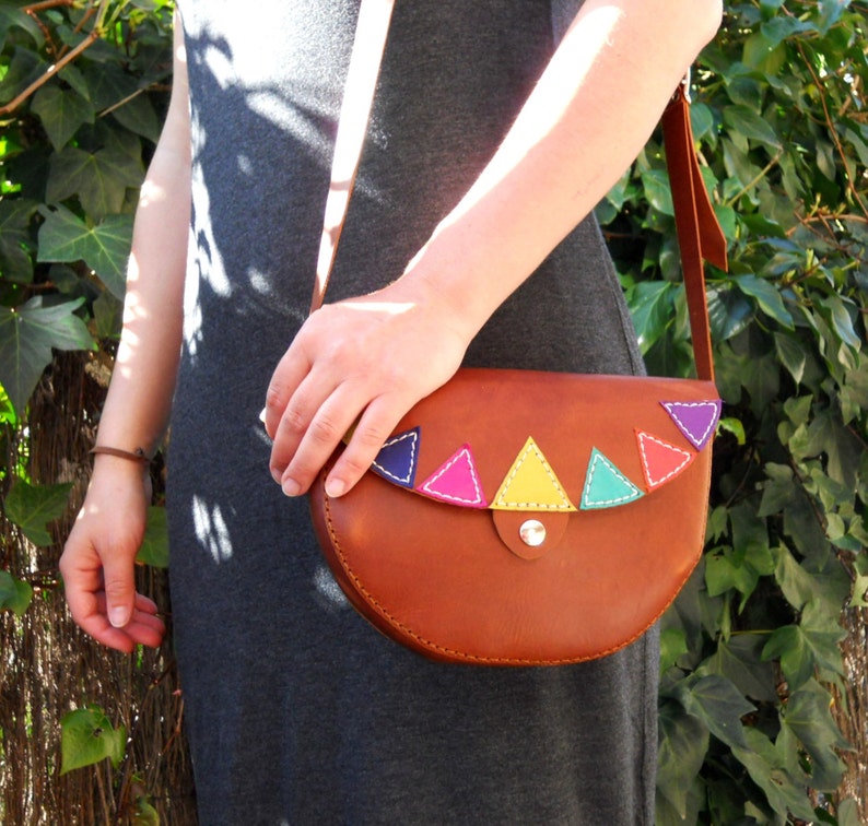 BROWN LEATHER PURSE / Bolso de cuero / bolsa / bolso corssbody / bolso de bolsa / bolsa de sillín imagen 5