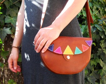 BROWN LEATHER PURSE / Ledertasche / Tasche / Corssbody Tasche / Tasche / Satteltasche