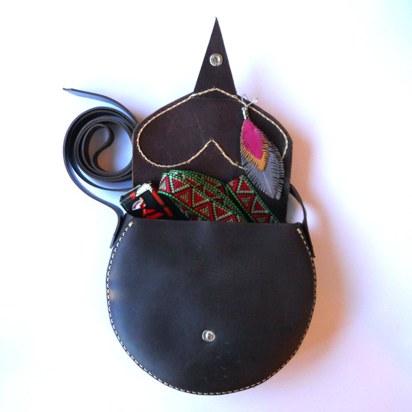 LEATHER HEART PURSE / Leather Bag / Round Leather Purse - Etsy