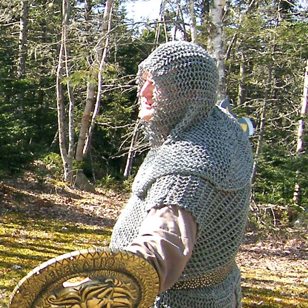 Capuche en fausse cotte de mailles, un coif tricoté à la main avec capot ajusté, unisexe, pour les chevaliers, les vikings, les seigneurs médiévaux, les événements SCA et ren faire