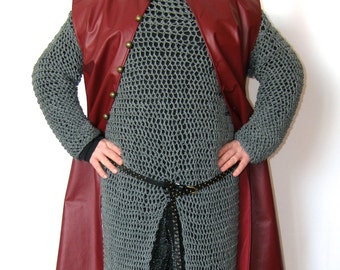 Full-length faux chain mail hauberk, hand knit,  for LARP cosplay, SCA events and medieval costumes