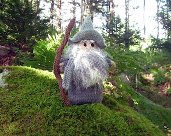 Gandalf The Grey, a hand knit wizard and friend to the races of Middle Earth, Middle Earth collection