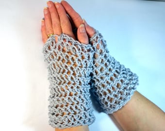 Faux chain mail cuffs, hand knit wrist guards for Medieval, Renaissance, Ranger, Knight, sword and sorcery cosplay, one size fits all