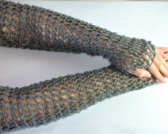 Chain Mail Sleeves, hand knitted faux maille fingerless gloves, for Ranger, sword and sorcery fantasy costumes and LARP cosplay, unisex
