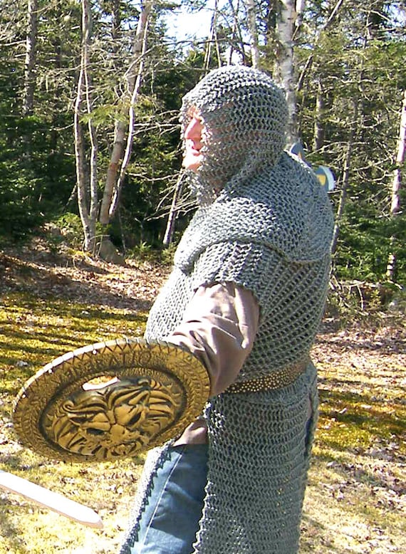 Faux Chain Mail Hood A Hand Knit Coif With Fitted Cowl Etsy