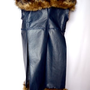 Dwarf King Surcoat, a midnight blue faux leather coat with faux fur collar and trim, Medieval, Renaissance, Viking, LARP, Halloween costumes image 3