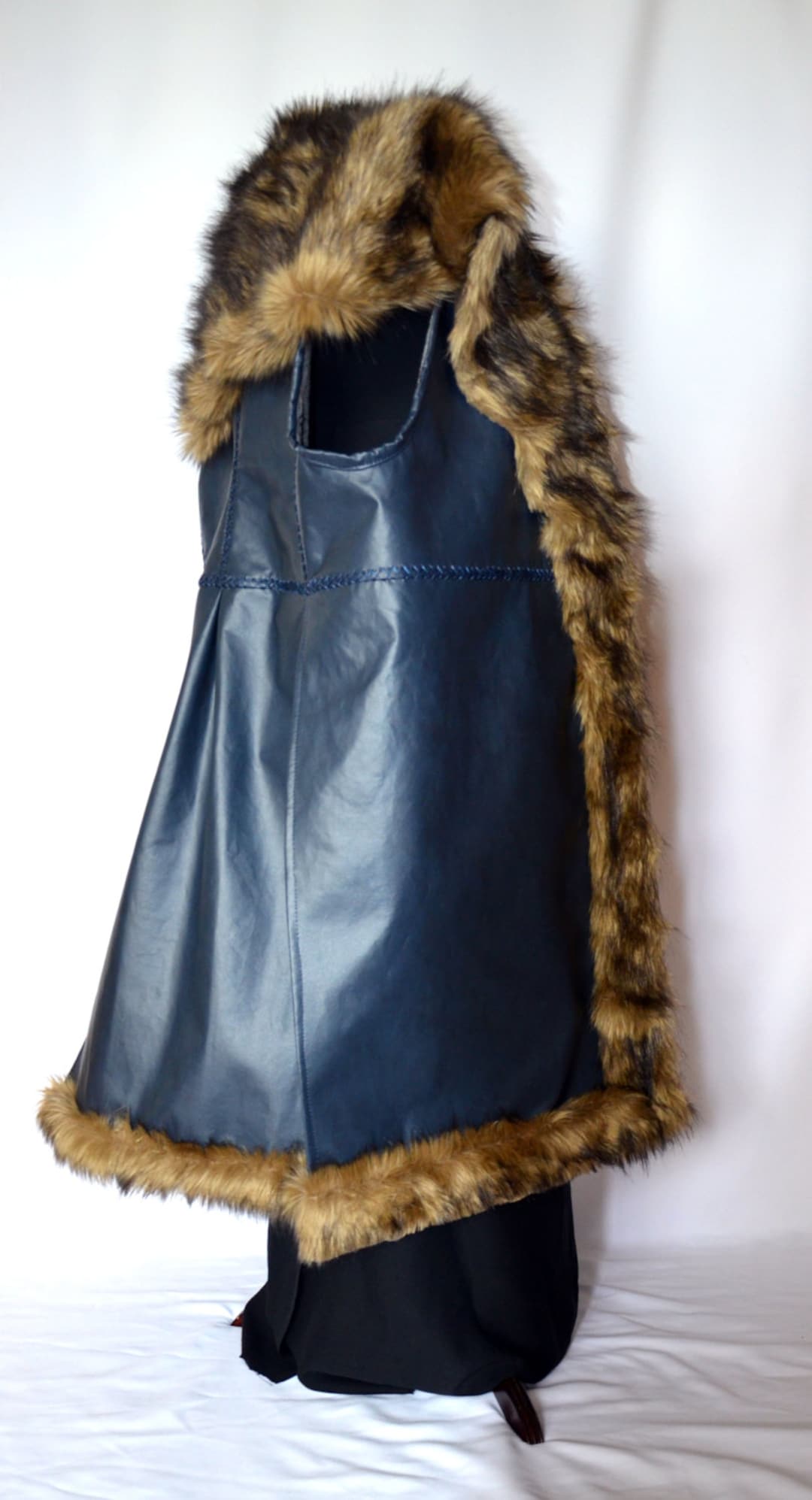 Dwarf King Surcoat, a Midnight Blue Faux Leather Coat With