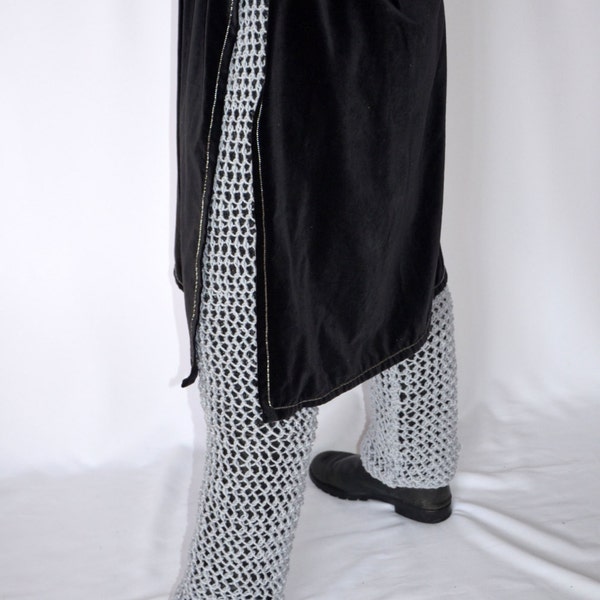 Mail Chausses, hand knit faux chain mail leggings for fantasy, SCA, LARP cosplay costumes and events