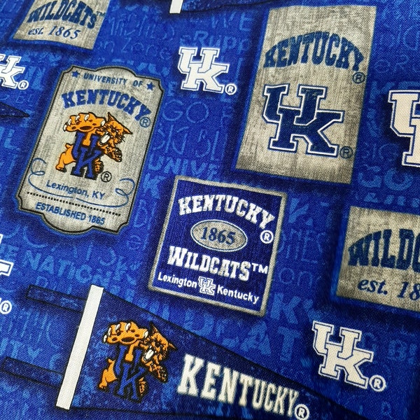 Kentucky Wildcats 1/4 yard 9" by 44" Fabric /Material ; 100% cotton