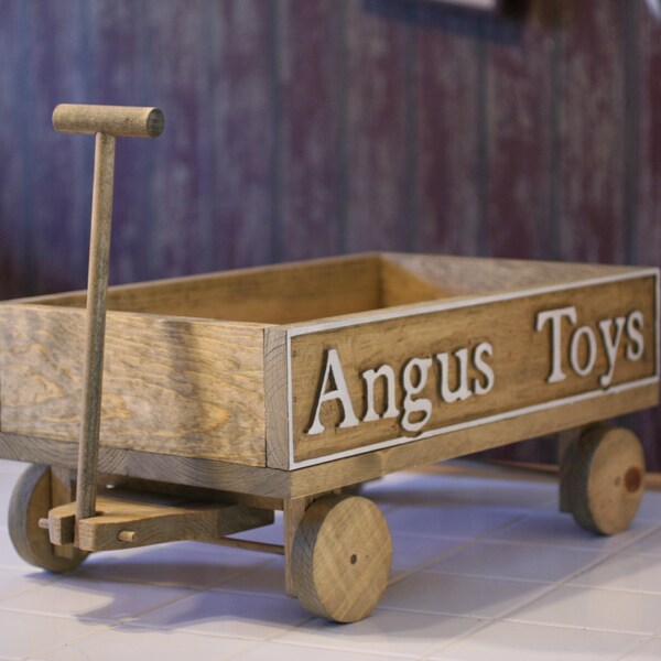 Personalized dog toy wagon pet wood toy box gift