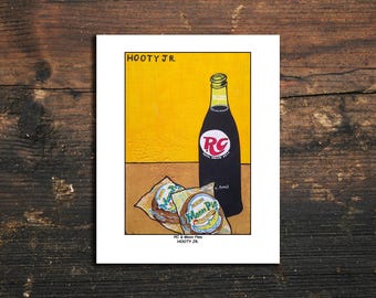 RC Cola and Moon Pies Print of an Original Mixed Media Outsider Folk Painting by Self Taught Artist Hooty Jr. and sold by Rebel Arts Oxford