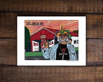 That's All Folks Ronzo Hoka Oxford Mississippi Print Mixed Media Outsider Folk Pop Painting #725 by J-man art