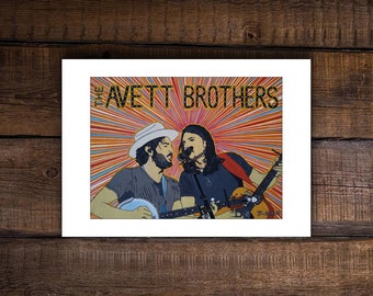 The Avett Brothers Print Mixed Media Outsider Folk Pop Painting #759 by J-man art