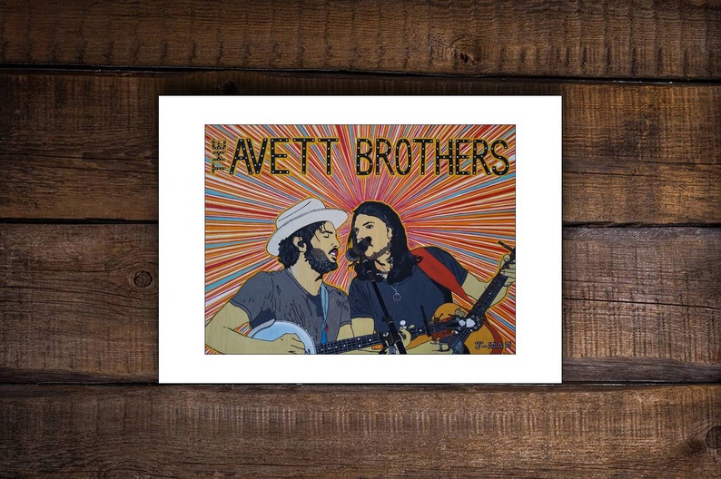 The Avett Brothers Print Mixed Media Outsider Folk Pop Painting 759 by J-man art image 1