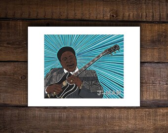 BB King Print Mixed Media Outsider Folk Pop Painting #760 by J-man art