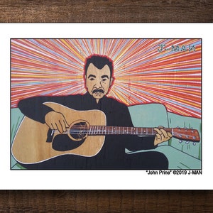 John Prine Print Mixed Media Outsider Folk Pop Painting #693 by J-man art