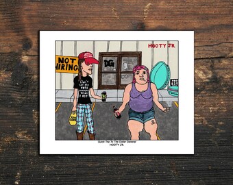 Quick Trip To The Dollar General Print of an Original Mixed Media Outsider Folk Painting by Self Taught Artist Hooty Jr. & Rebel Arts Oxford