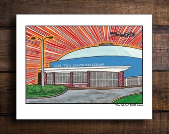 The Tad Pad Basketball Coliseum Oxford Mississippi Print Mixed Media Outsider Folk Pop Painting #854 by J-man art