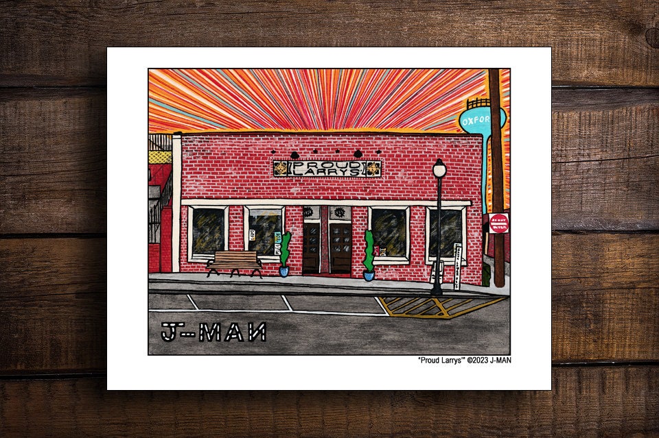 Proud Larrys Oxford Mississippi Print Mixed Media Outsider Folk Pop Painting #924 by J-man art