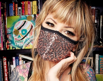 Pink Sequin Face Mask