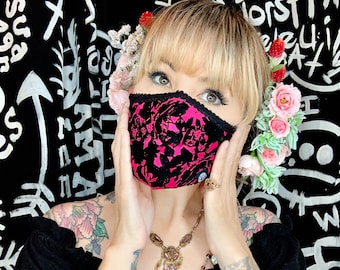Face Mask Pink Flocked Rose