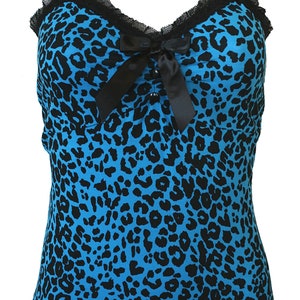 Leopard Color Block Frill Trim Tank Top