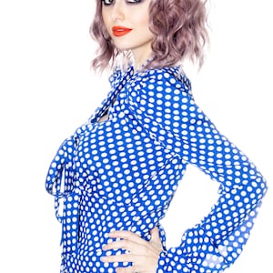Polka Dot long sleeve Front Bow blouse