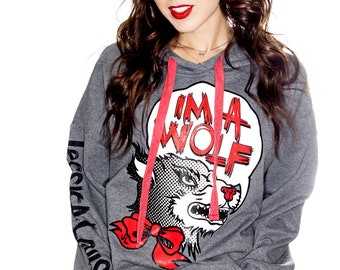 IM A WOLF - Grau Hoodie