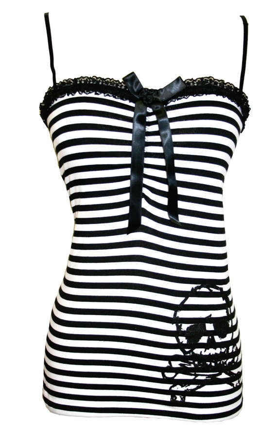 Jessica Louise Avril Striped Skull Tank, Skull Tank, Striped