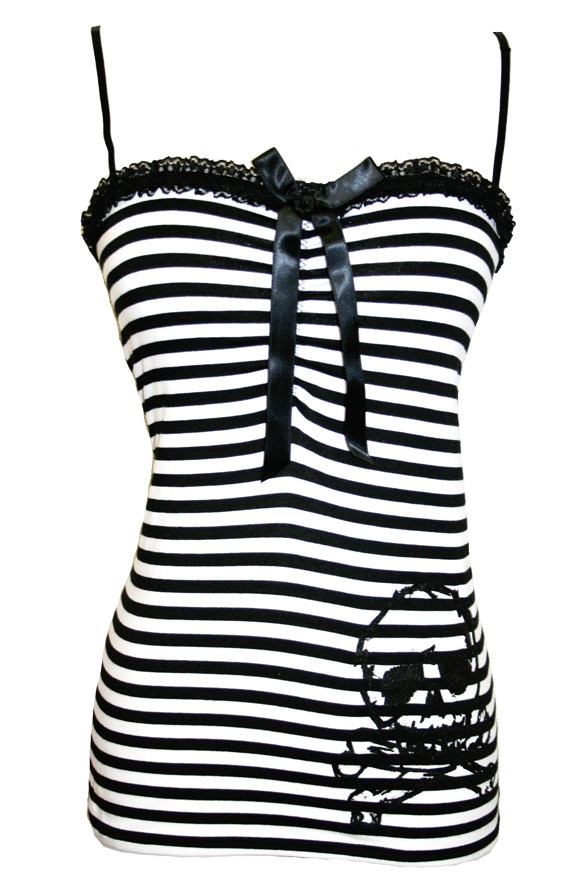 Jessica Louise Avril Striped Skull Tank, Skull Tank, Striped Tank Top 