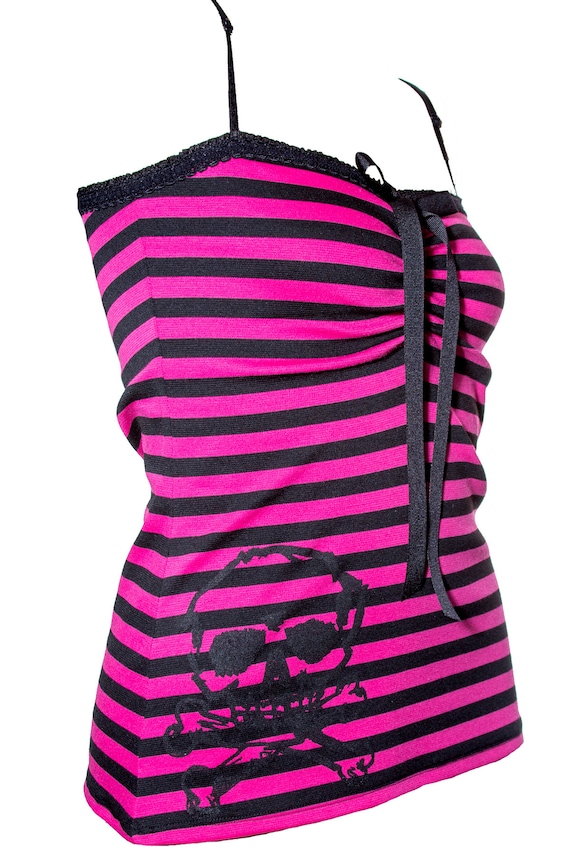 Jessica Louise Avril Skull Striped Tank Top 