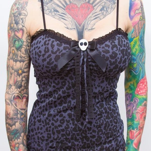 Jessica Louise Leopard Lolly Tank, leopard tank top, skull tank top, enamel skull, color leopard, red leopard, tank tops