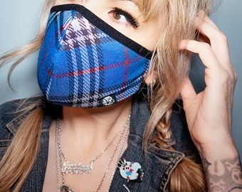 Blauw Geruit gezichtsmasker