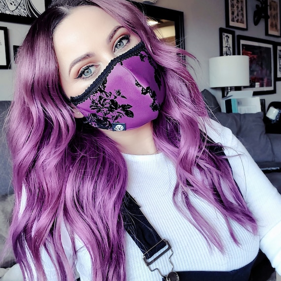 Face Mask  Flocked Rose Purple