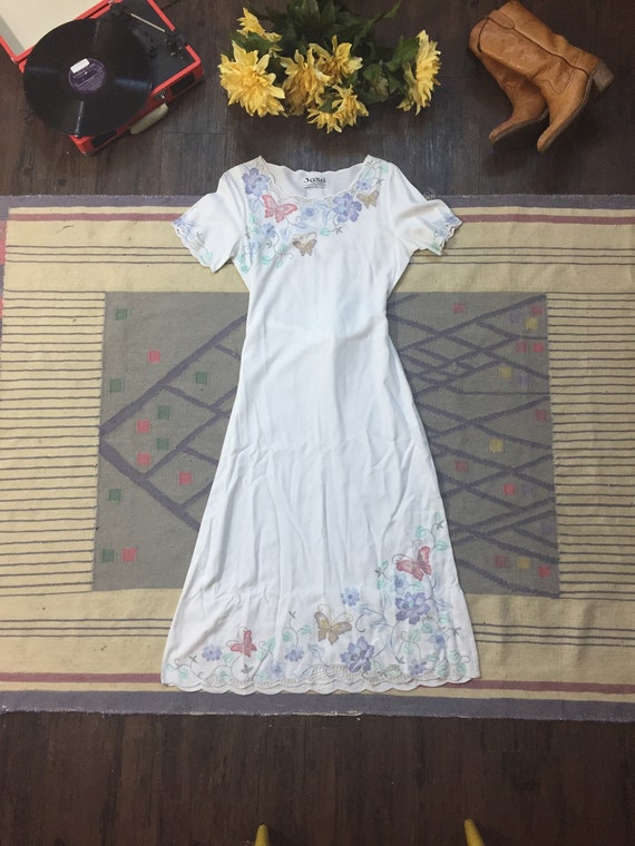 Vintage 70s Dress | Hibis white lace maxi dress w… - image 2
