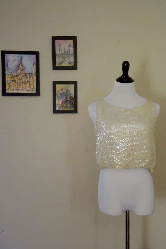 Jerell Jr. Vintage Sequin Crop Top 1980 // 80s