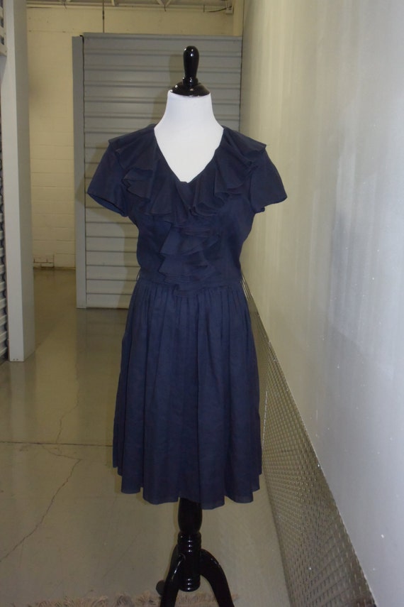 Vintage 50s Black Ruffle Dress