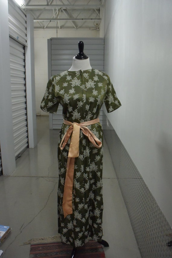 Vintage 60s Neiman Marcus Green Floral Dress