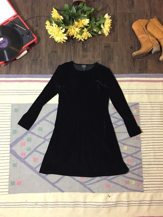 Vintage 90s Dress | Teddi black velvet dress